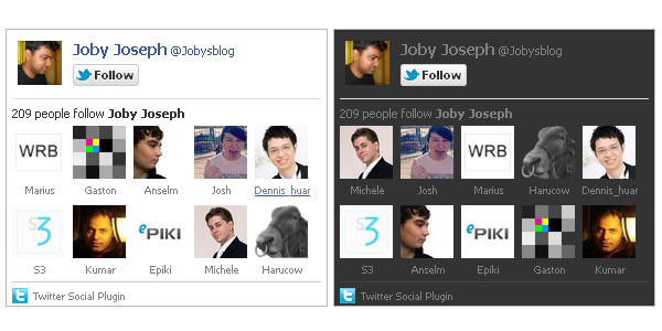 Twitter widget with style of Facebook likebox