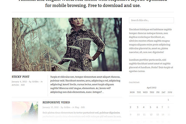 Responsive and Clean Free WordPress Themes 01