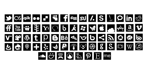 Social and Web Vector Mono Icons Set