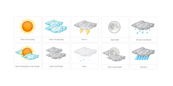 Freebies, Weather Icons Huge Collection. Sticky Weather Icons