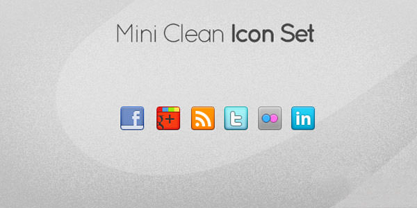 Mini Clean Social Icon Set, facebook, flickr, google+, Linkedin, rss-feed