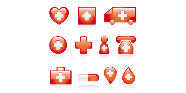 High Quality Free Medical Icons Set Red medical icons