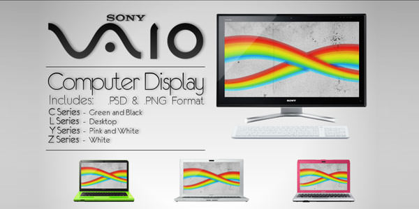 Computer and TV LCD-LED Display Templates [PSD] Sony Vaio Computer Displays