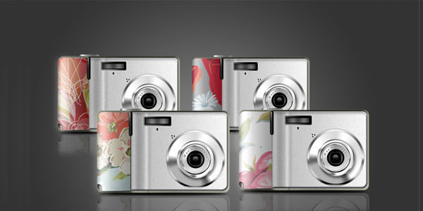 Free Digital and Photo Camera Templates [PSD] Digital camera with 4 floral patterns