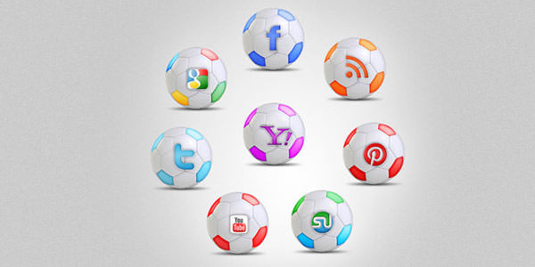 Football Style Social Media Icons, Facebook, Google, Twitter, Pinterest, Digg, RSS, Yahoo, Youtube, Stumbleupon, Delicious, Linkedin, Blogger