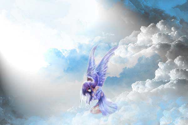 Impressive Fantasy Art Photoshop Tutorials. Angel Praying Among the Clouds