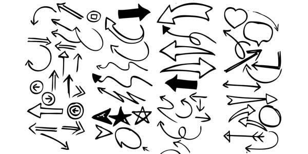 Free Hand Drawn Photoshop Arrow Brushes and Symbols. 90 Hand drawn arrow and symbol Photoshop brushes