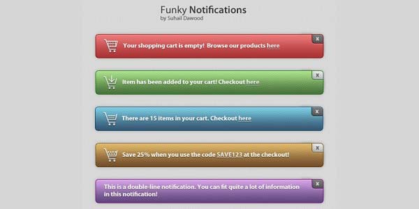 Notification/Alert Blocks, Bars, Boxes [PSD]. Funky Notifications