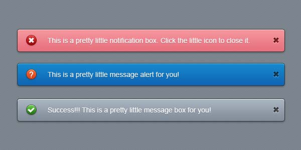 Notification/Alert Blocks, Bars, Boxes [PSD]. Pretty little notification boxes