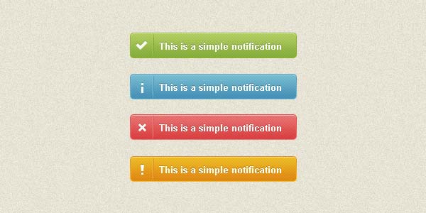 Notification/Alert Blocks, Bars, Boxes [PSD]. notification bar - 4 colours