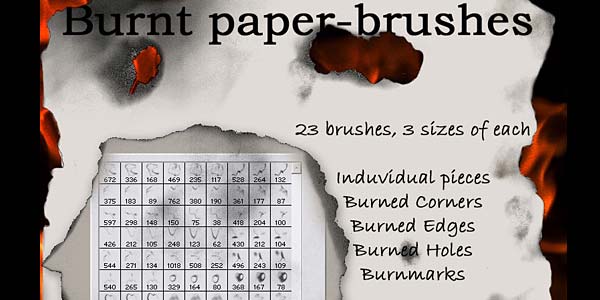 Burned Paper Edges. Photoshop Brushes. Burnt paper-brushes