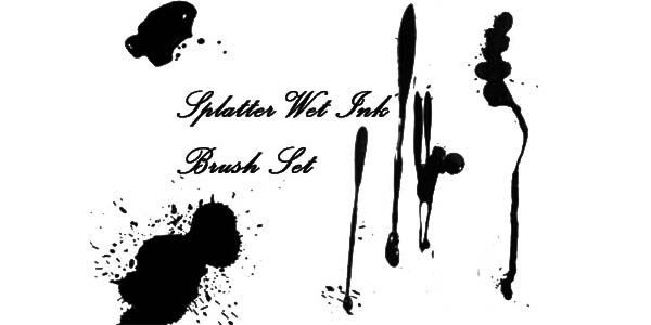 Water Stains and Ink Blots Photoshop Brushes. Wet Ink-Stains Brush Set