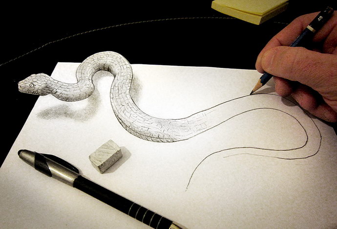 Pencil drawing with great 3D illusion effect  Vuingcom