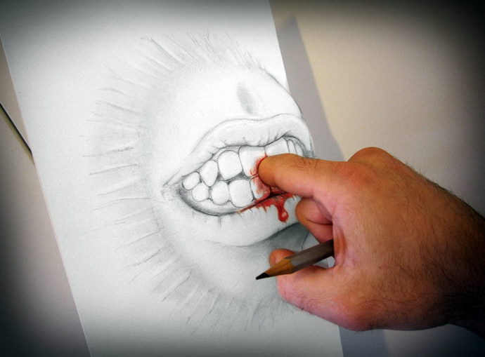 Anamorphic Pencil Art. 3D amazing drawing by Alessandro Diddi