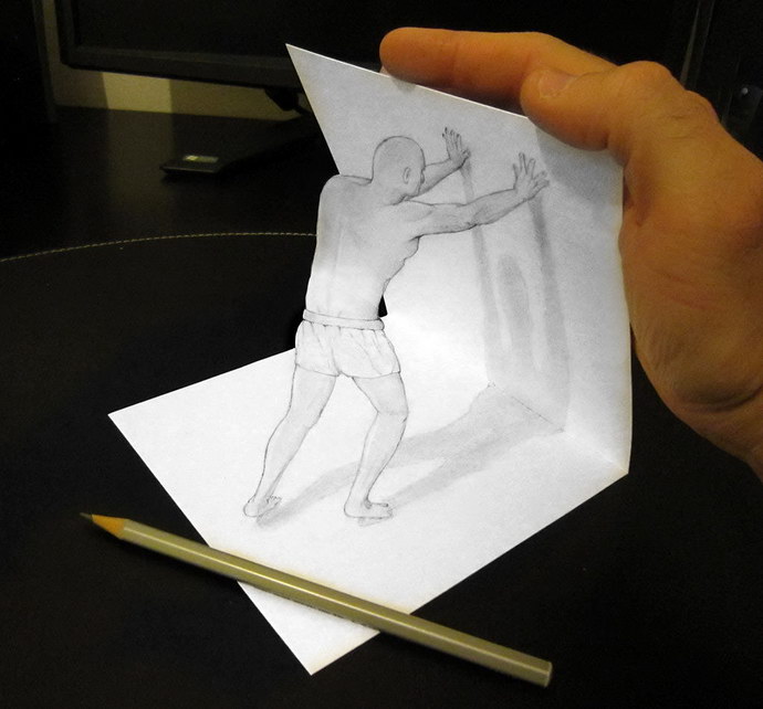 Anamorphic Pencil Art. 3D amazing drawing by Alessandro Diddi