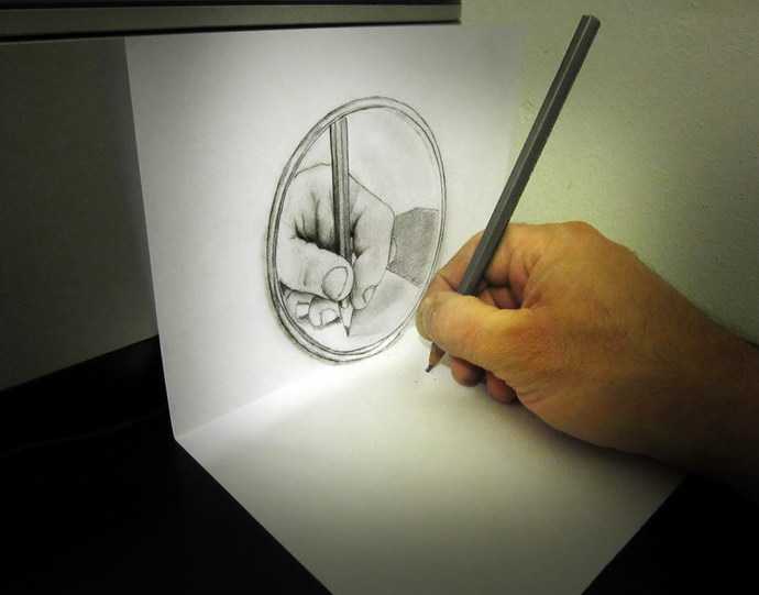 Anamorphic Pencil Art. 3D amazing drawing by Alessandro Diddi