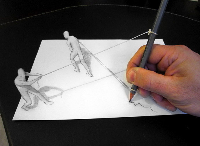 Anamorphic Pencil Art. 3D amazing drawing by Alessandro Diddi