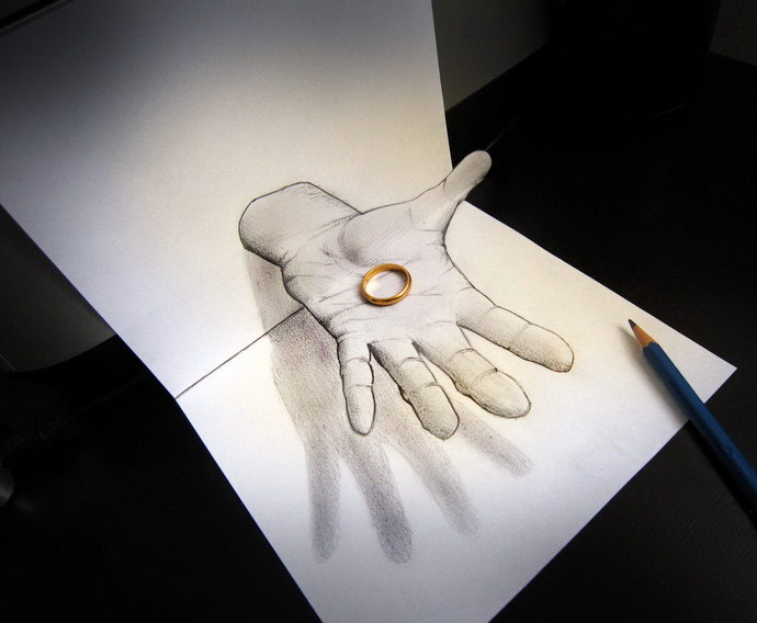Anamorphic Pencil Art. 3D amazing drawing by Alessandro Diddi