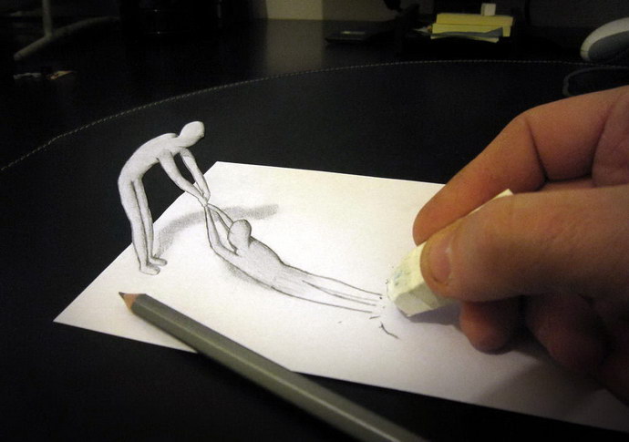 Anamorphic Pencil Art. 3D amazing drawing by Alessandro Diddi