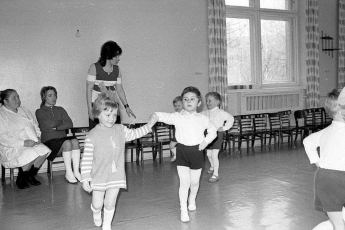 Childrens life in the USSR. Black and white photography of youth