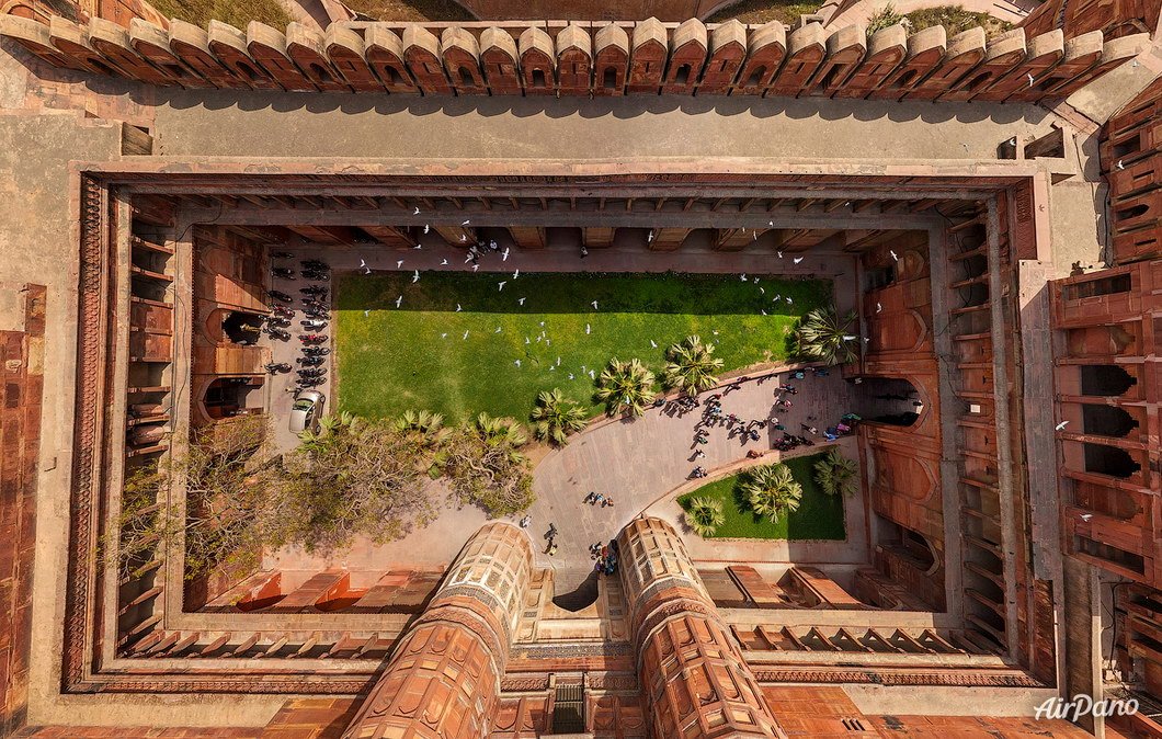 Agra Fort, India. Aerographic photo. Bird's eye view. Airpano