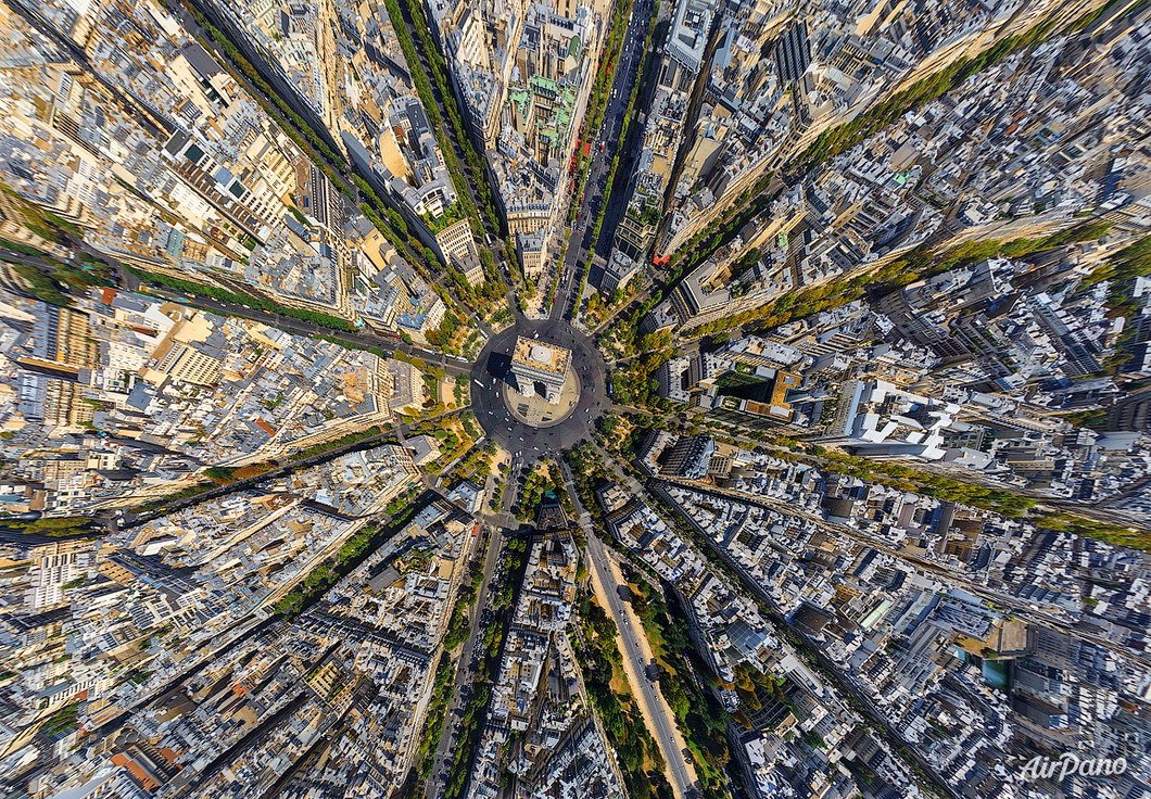 Paris, France. Aerographic photo. Bird's eye view. Airpano
