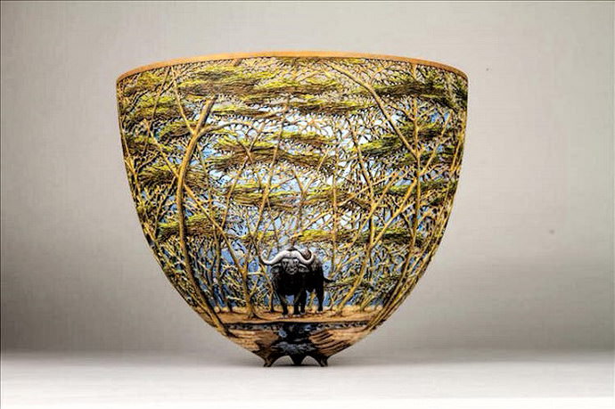Gordon Pembridge Filigree Wood Vases. Charm of carving