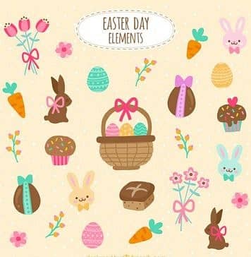 Free vector clipart for Easter day. Easter icon sets, ornaments and patterns.