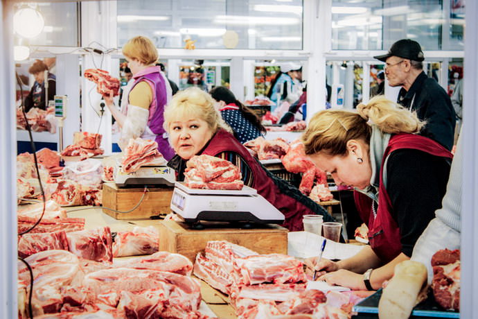 Colorful markets in the former Soviet republics that have not changed in a quarter of a century